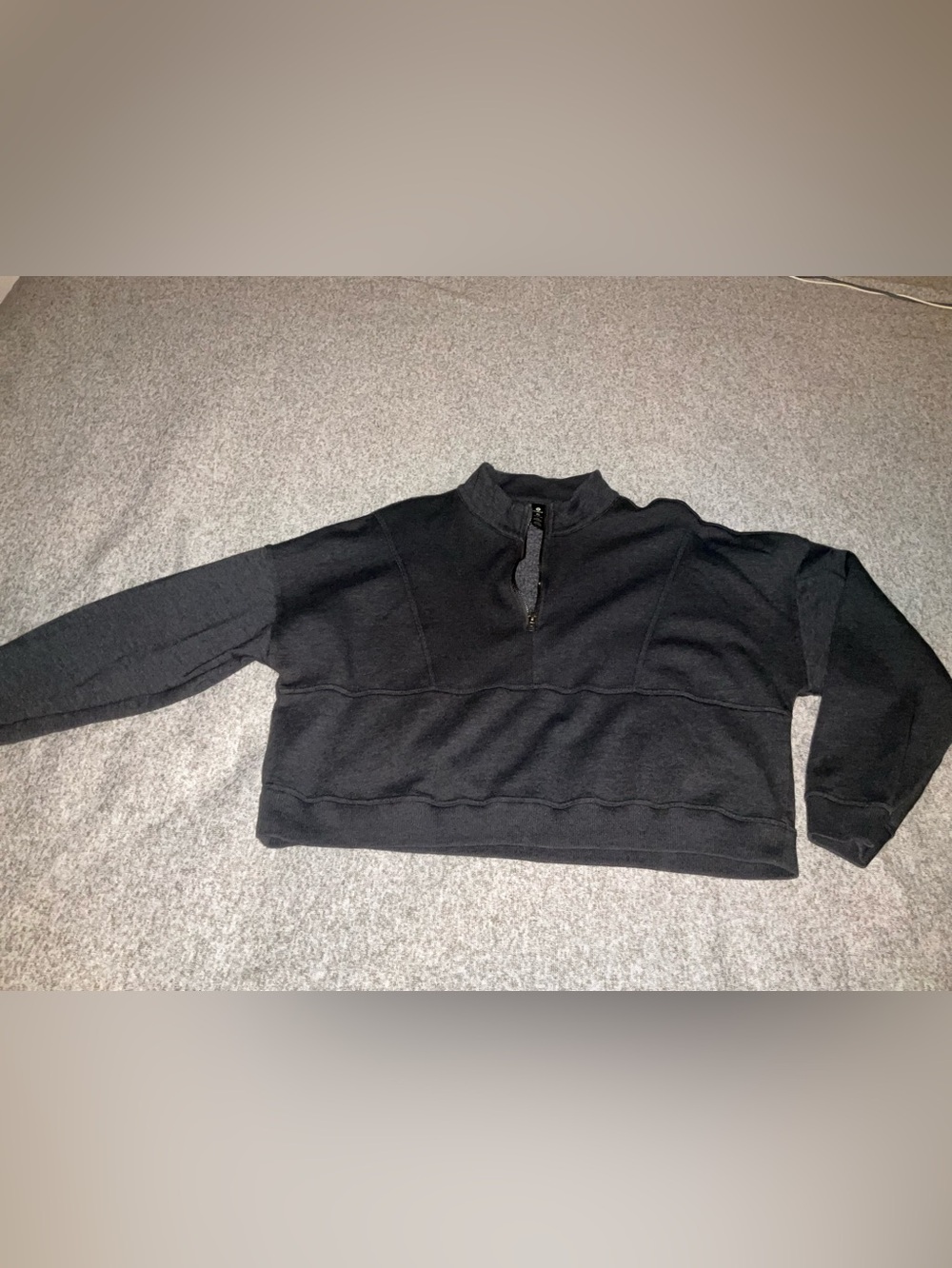 Velocity Women's XL Grey charcoal gray Cropped Quarter Zip Pullover Sweater